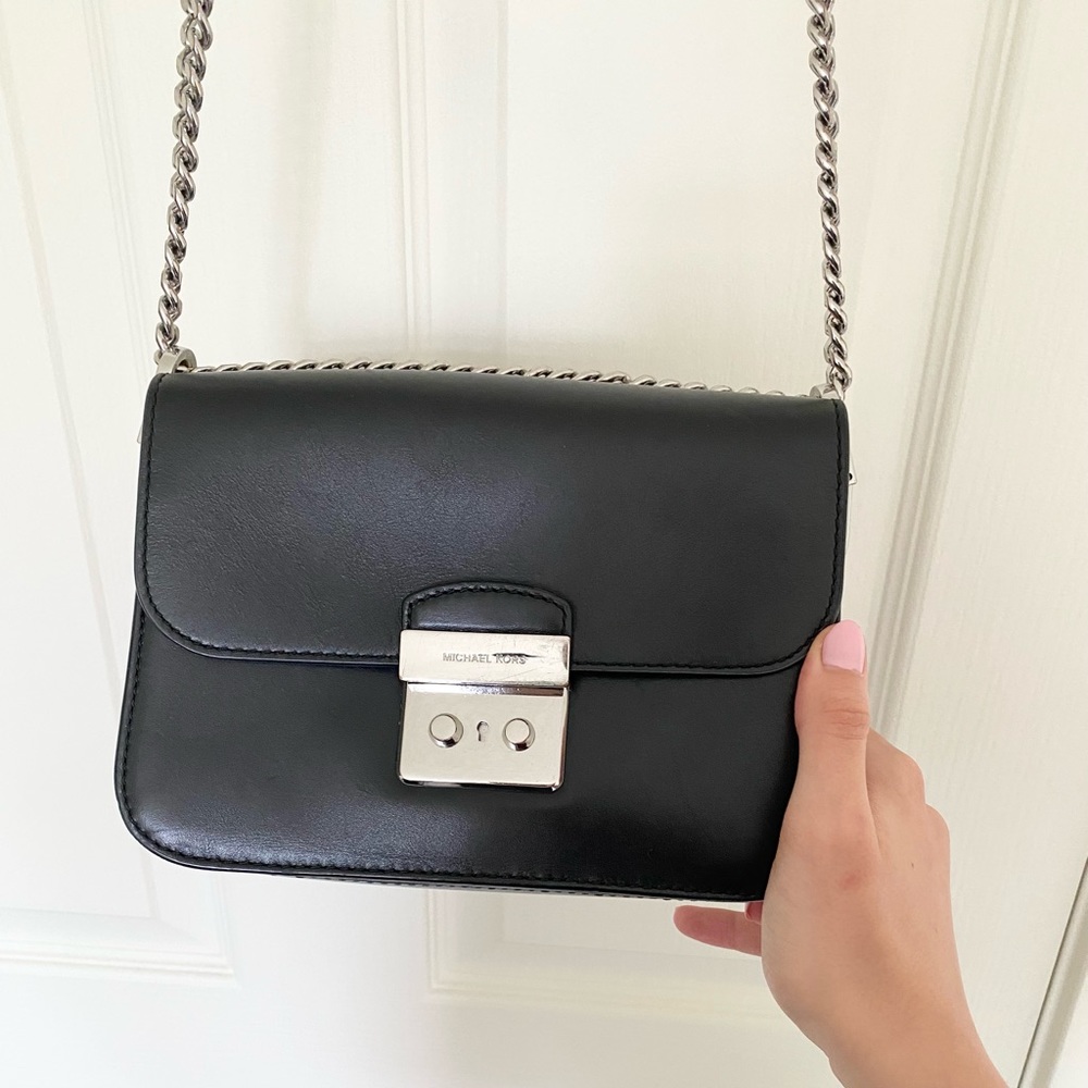 Michael Kors Sloan studio select black leather crossbody bag